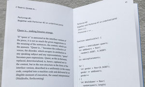 Vocable Code (13082018), lecture-performance print spread (detail)